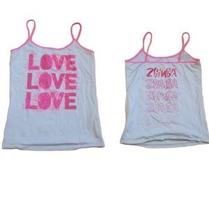 ZUMBA Stretch Camisole Tank Top XL Gray/Pink